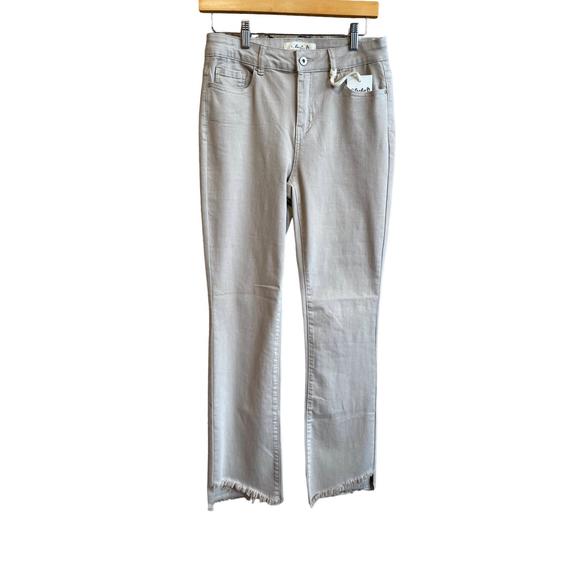 Bootcut Twill Pants with Asymmetrical Hem